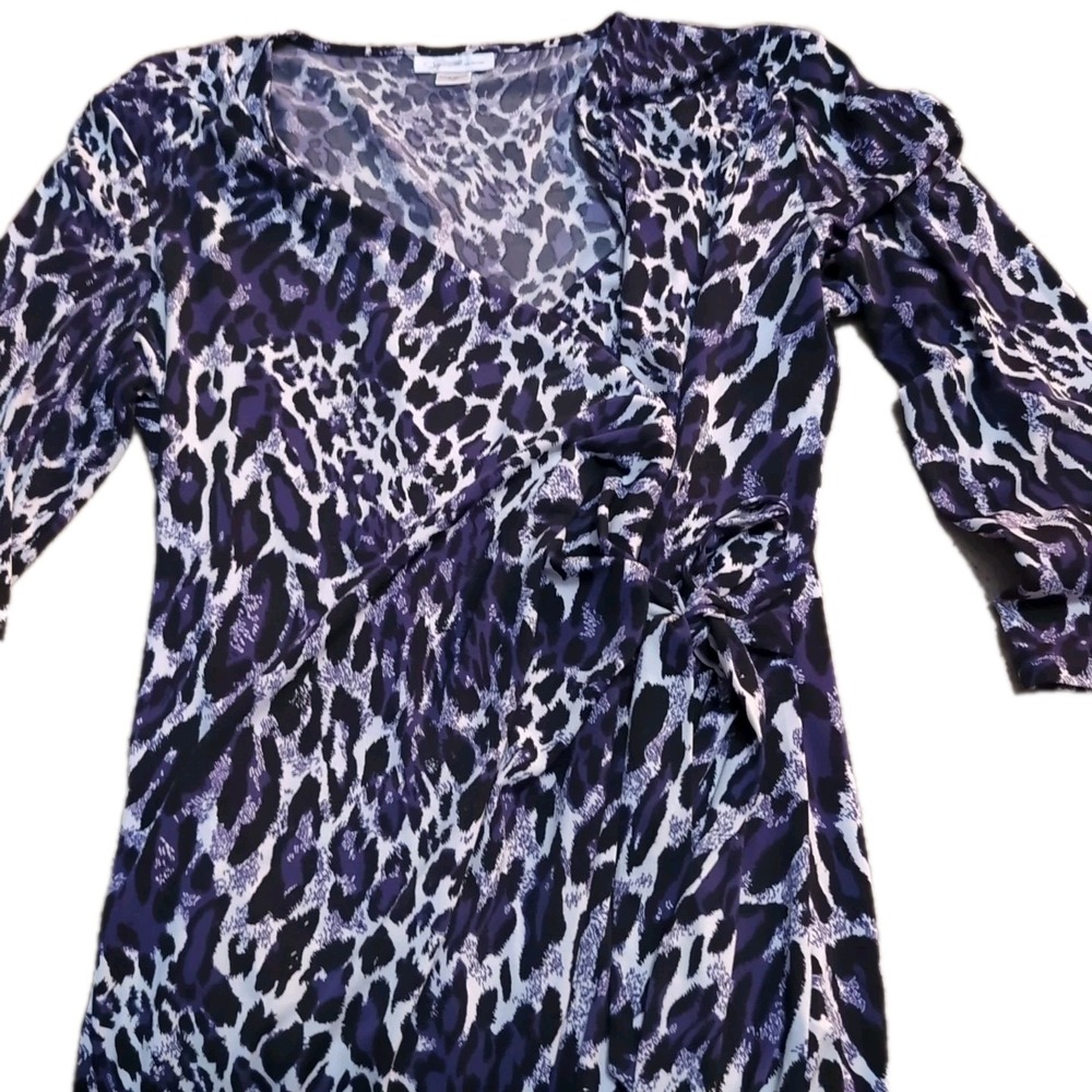 Jacklyn Smith Collection Women's Blouse Purple/Black Animal Print Pullover L - Picture 2 of 4